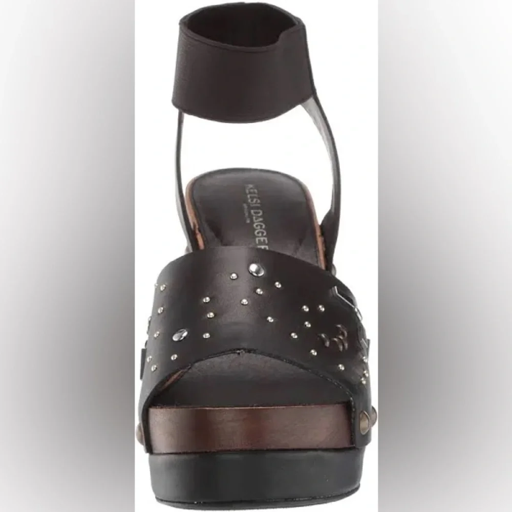 Kelsi Dagger Brooklyn Friday Black Leather Platform sandal size 6